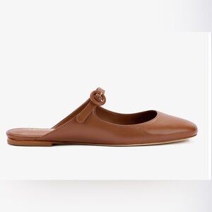 Larroude Blair Flat Mule In Tan Patent Leather